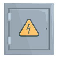 Grey metallic electrical panel with high voltage sign is warning about danger vector