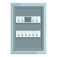 Electrical panel with circuit breakers controlling power supply in building vector