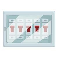 Electrician turning off circuit breaker in fuse box controlling electricity supply vector