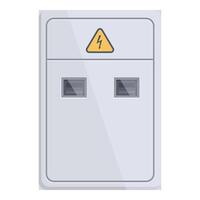 Grey electrical panel with two windows and high voltage sign showing potential danger vector