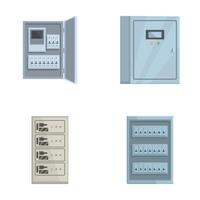 Various types of electrical panels and circuit breakers vector