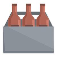 Three beer bottles standing in a cardboard six pack package vector