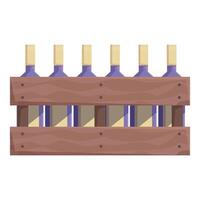 Wooden wine crate holding seven bottles of wine for delivery or storage vector