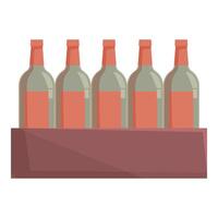 Five bottles of wine with blank labels are resting on a shelf vector