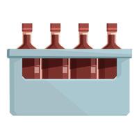Cardboard box holding four bottles of wine for delivery vector