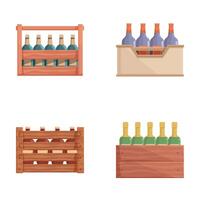 Assorted wine bottle crates set vector