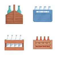 Assorted beverage packaging and bottle crates set vector