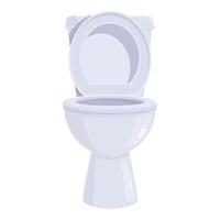 White ceramic toilet bowl with open lid standing on white background vector