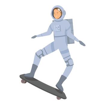 Astronaut is riding a longboard in outer space vector