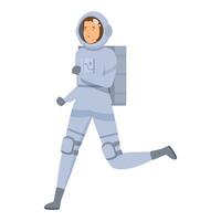 Astronaut wearing spacesuit running in space suit during spacewalk mission vector
