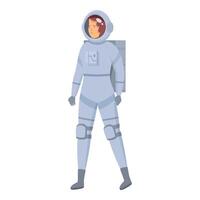 Young female astronaut wearing spacesuit walking exploring space mission vector