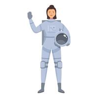 Smiling astronaut is waving, ready for a new mission vector