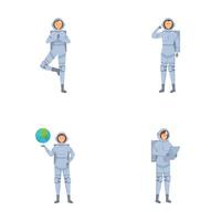 Set of astronaut illustrations in various poses vector
