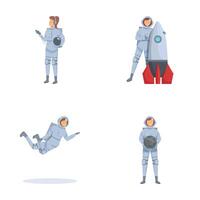 Astronaut characters in various poses vector