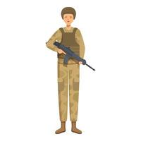 Military woman in uniform holding a rifle, concept illustration vector