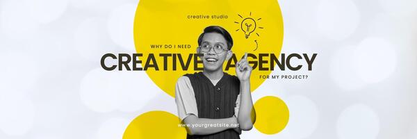 White Yellow Minimalist Creative Agency Twitter Header template