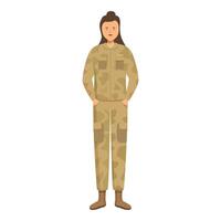 Confident female soldier standing with hands in pockets vector