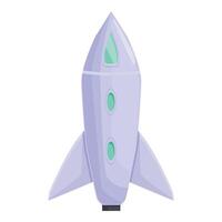 Purple space rocket ship is ready for taking off from spaceport vector