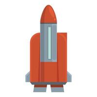 Red cartoon spaceship ready for launching to explore new planets vector