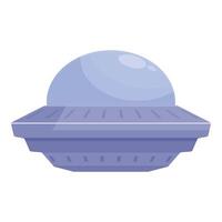 Alien spaceship flying through the galaxy exploring new planets vector