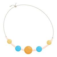 Simple necklace with large beads in blue, orange and white vector