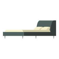 Double bed with curved headboard, pillows and blanket resting on short legs vector