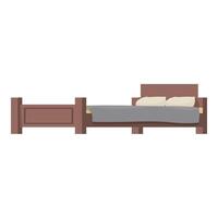 Big double bed with wooden frame standing on the floor vector