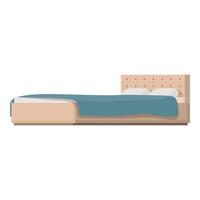 Large double bed with soft headboard and blanket providing comfortable sleeping experience vector
