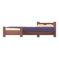 Large double bed with wooden frame and two pillows resting against a white background vector