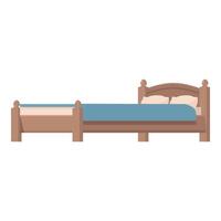 Big double bed with wooden frame standing on the floor vector