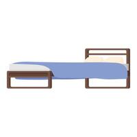 Modern wooden bed with blue blanket and two pillows standing in empty room vector