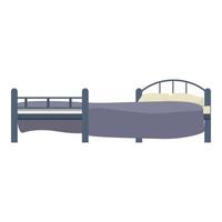 Simple bed with metal frame, pillows and blanket being unmade vector