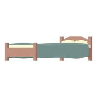 Simple wooden bed frame with mattress and pillows is being prepared for sleep vector