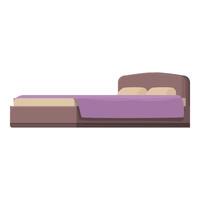 Double bed with pillows and blanket being side view isolated on white background vector