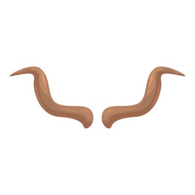 Pair of brown animal horns pointing upwards representing strength