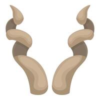 Pair of large beige spiral animal horns pointing upwards vector