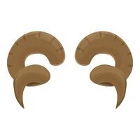 Two brown ram horns forming a symmetrical composition on white background vector
