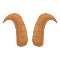 Pair of large brown ram horns pointing upwards vector