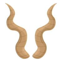 Pair of large brown antelope horns pointing upwards vector
