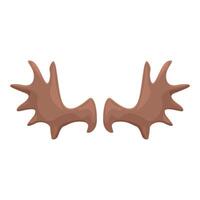 Pair of large brown moose antlers pointing in opposite directions vector
