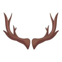 Pair of brown reindeer antlers pointing upwards on white background vector