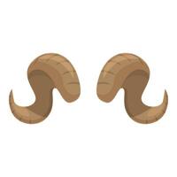 Pair of brown ram horns pointing upwards representing strength and power vector