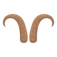 Pair of large brown ram horns pointing upwards vector