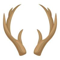 Pair of large brown antlers is shown on a plain white background vector