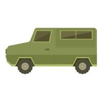 Powerful green military vehicle transporting soldiers is standing on white background vector