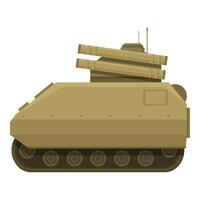 Military tank with rockets pointed right on white background vector