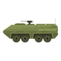Military armored personnel carrier vehicle with weapon standing in profile view vector