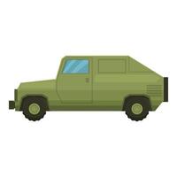 Green military vehicle from the side showing its camouflage color and large tires vector