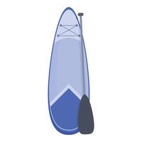 Blue stand up paddle board for sup surfing with paddle staying on the sand vector