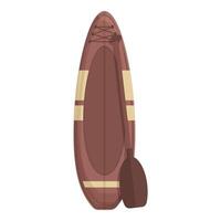 Brown surfboard with paddle leaning against white background vector